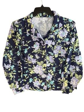 The Tog Shop Women's Floral Print Button Front Cotton Spandex Jacket Size XL